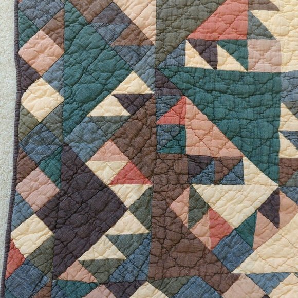 Patchwork Quilt Earthy Beautiful Colors 55"x50" - Picture 3 of 5